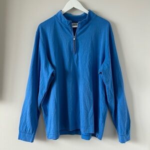 Peter Millar Blue Quarterzip Pullover Sweater Sweatshirt Golf Size XXL Long Slee
